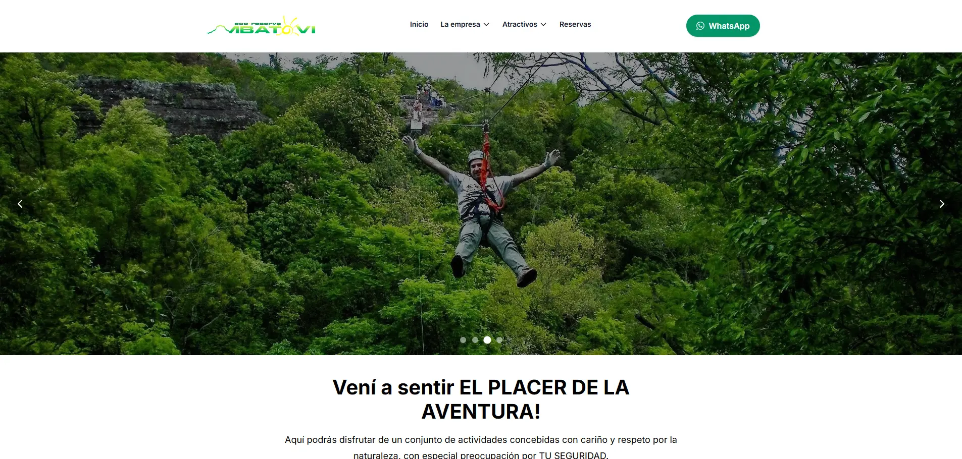 Sitio web de Mbatoví en escritorio