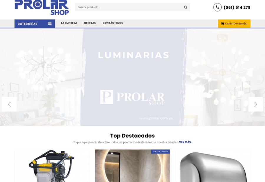 Tienda online de Prolar Shop hecha con MaxTiendas