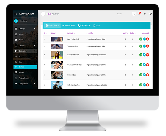 Administración de banners en MaxTiendas